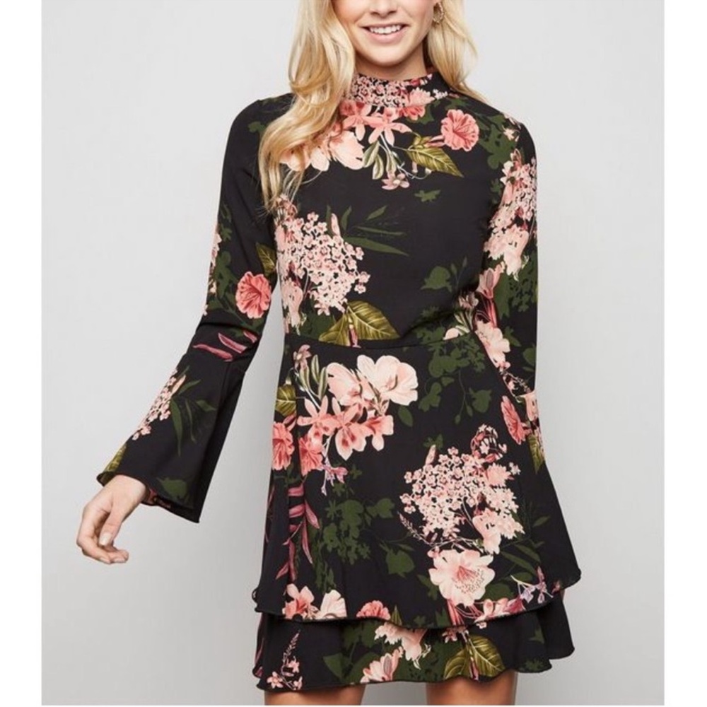 Floral Black Dress